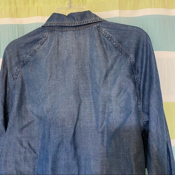 NWT cloth & stone Chambray Denim Trench Coat Jacket Sz Small - Picture 10 of 11